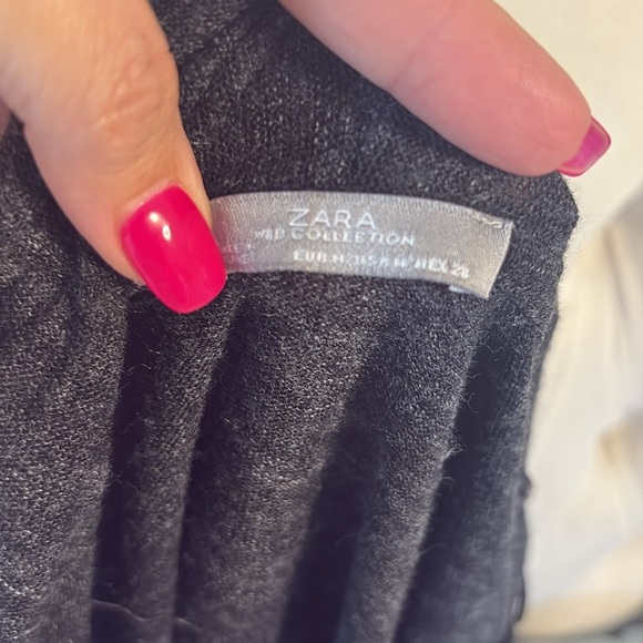 Zara women’s LIGHTWEIGHT long knit duster Cardigan sweater pockets Heather gray - Picture 3 of 8